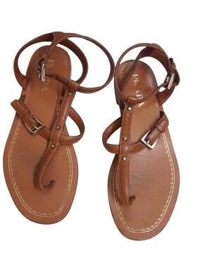 Prada Gladiator Brown Leather T Strap Sandals